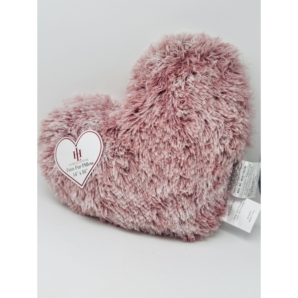 Home & Leisure Faux Fur Plush Pink Shag Accent Throw Pillow About 14” By 16"
